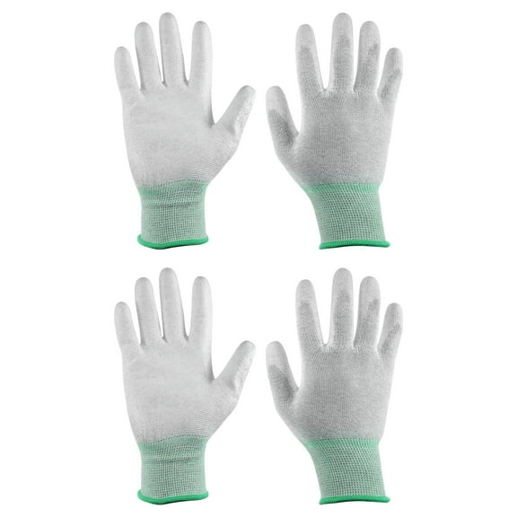 Uxcell 2Pairs ESD Anti Static Gloves 20cm PU Coated High Resistance Carbon Fiber Computer Gloves(Medium), Green