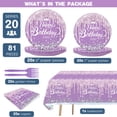 thumbnail image 2 of Birthday Party Tableware, Happy Birthday Plates Set Birthday Cutlery Including Birthday Paper Plates Birthday Napkins Forks and Tablecloth for Birthday Supplies, Purple, 2 of 7