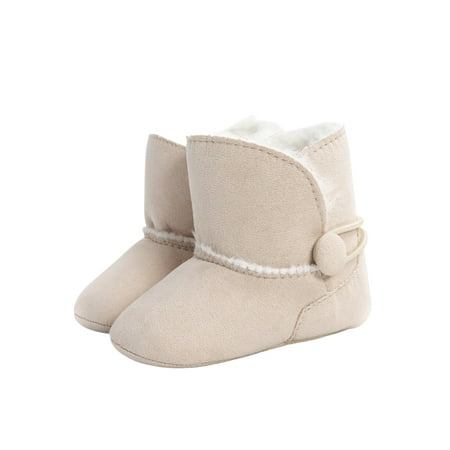 

Newborn Baby Boy Girl Winter Snow Boot Solid Color Fleece Lining Thick Boots With Nonslip Rubber Sole