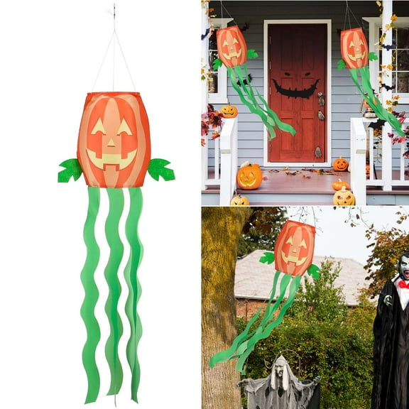 Gustave Halloween Pumpkin Windsock Flag Durable 3D Hanging Wind Socks Outdoor Decoration for Fall Thanksgiving Yard Garden, 47inch