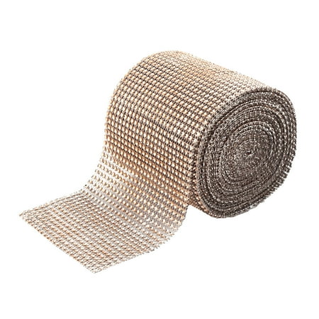 - Unique Bargains Party Plastic Cake Glass Table Decor Mesh Diamond Ribbon Champagne Color 10 Yard