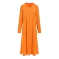 thumbnail image 6 of zaveiop Women's Long Sleeve V-Neck Loose Plain Maxi Dresses Casual Long Dresses with Pockets (Orange, XL), 6 of 9