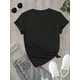 thumbnail image 5 of 100% Cotton Women's T-Shirt - "I DON'T CARE" Letter Print, Short Sleeve, Casual Style, Machine Washable, Black with White Text, Spring Apparel | Casual Style Tee | Cotton, 5 of 6