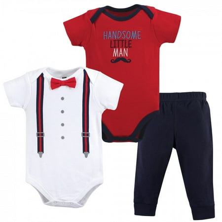 

Hudson Baby Infant Boy Cotton Bodysuit and Pant Set Handsome Little Man 3-6 Months