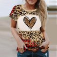 thumbnail image 2 of Women's Valentine's Day Short Sleeve Shirts Graphic Leopard Pullover Tops Plus Size S-6XL Casual Tee Blouses (2XL, Brown-F), 2 of 7