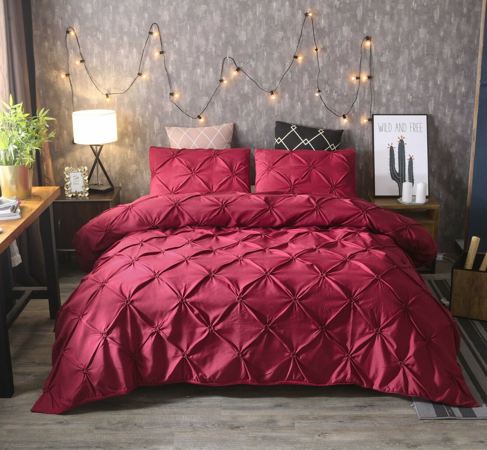 Pinch Pleat Pintuck Duvet Comforter Cover Pillowcase ...