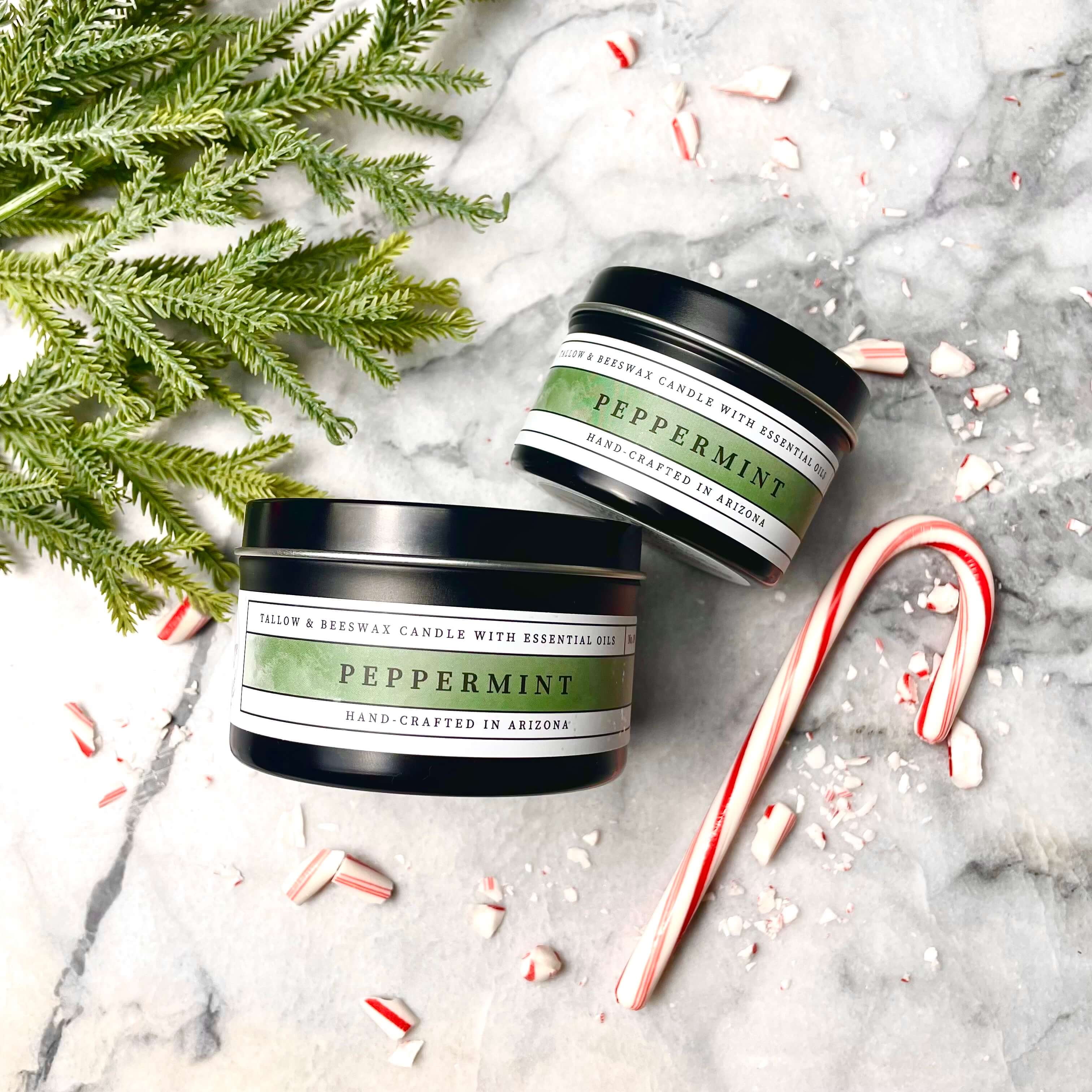 Peppermint Tallow and Beeswax Candle