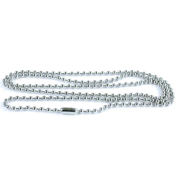50 Pack Silver Ball Chain Dog Tag Necklace 24 Inch Long 2.4mm Bead Size Adjustable Metal Bead Chain Matching Connector