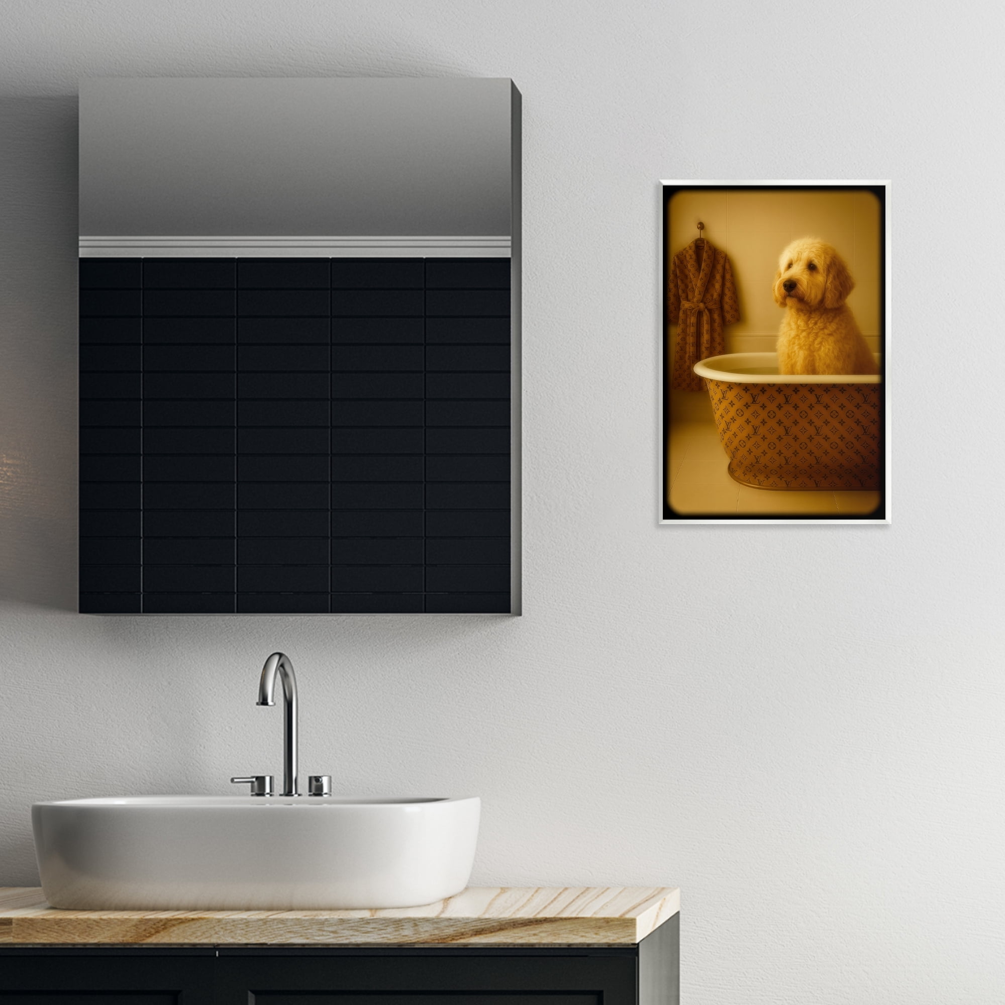 Stupell Industries Couture Dog in Luxury Tub Wall Plaque Art, design by Grotto Studios