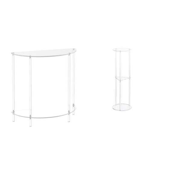 Mesita de noche de acrílico,Mesa auxiliar de acrílico transparente Mesa auxiliar transparente en capas,Mesa pequeña de acrílico,mesita de noche pequeña,compacta,Mesa auxiliar redonda,Mesa