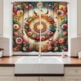 thumbnail image 3 of Ambesonne Floral Kitchen Curtains, Botanical Colorful Circle, 55"x24", Orange Evergreen Pink, 3 of 3