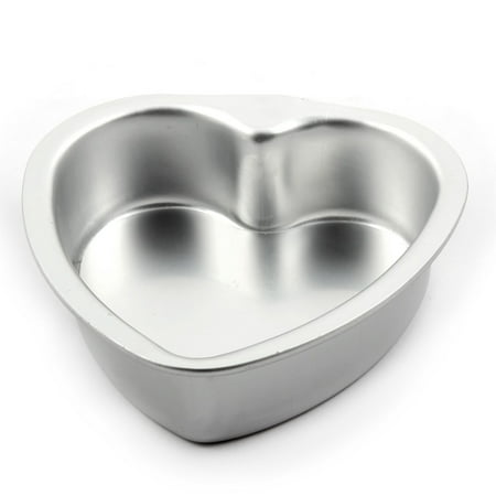 Home Aluminum Alloy Heart Shaped Removable Bottom Cake Pan Mold Silver Tone