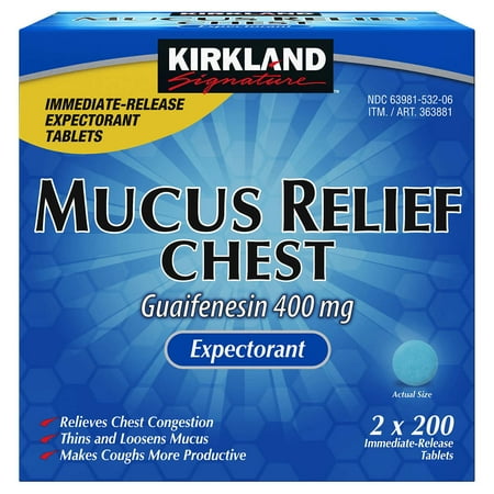 Kirkland Signature Mucus Relief Tablets, 400 Tablets