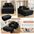thumbnail image 5 of Wiilayok 54 inch Oversized Chaise Lounge Chair Indoor,Corduroy Upholstered Cloud Sleeper Chairs Sofa Couch with Ottoman,Cup Holder for Living Room, Apartment, Office, Black, 5 of 11
