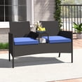 thumbnail image 1 of Gymax Causeuse de Patio avec Table Intégrée, Coussins Doux et Dessus de Table en Verre Trempé, 1 of 10