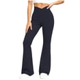 thumbnail image 5 of Inverlee High Waist Flare Leggings with Pockets for Women Stretch Knit Casual Athletic Bottoms Yoga Slim Fit Gym Pants Navy L, 5 of 6