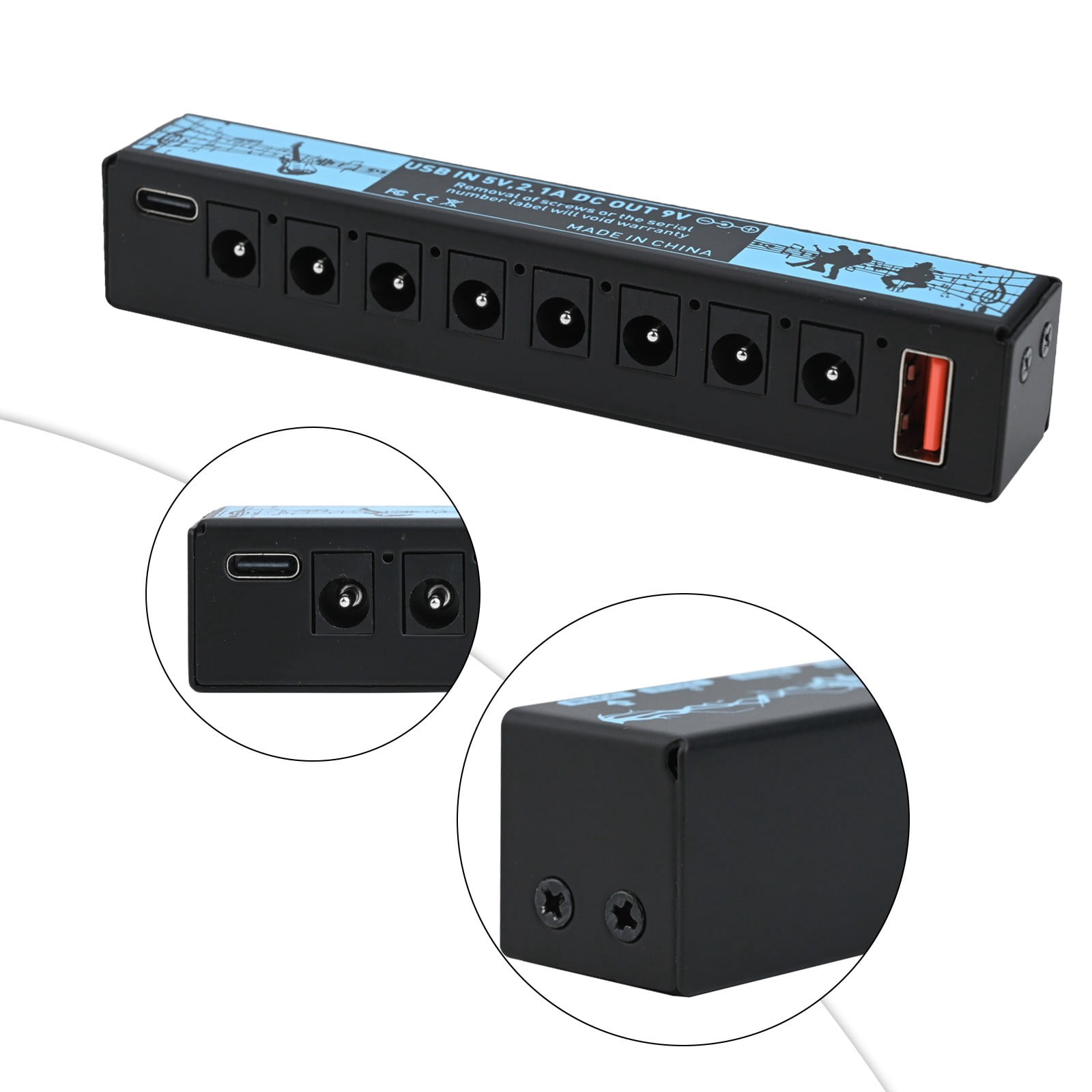 Guitar Pedals Power Supply 11.7X2X2.1Cm 5V Portable Metal Effect Device With 8 Outputs Guitar Pedalboard Power Parts