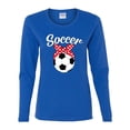 thumbnail image 2 of Wild Bobby, Cute Soccer Mom Ribbon Soccer Ball Gift Sports, Mother's Day, Women Graphic Long Sleeve T-Shirt, Royal, X-Large, 2 of 3