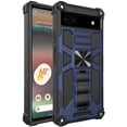 thumbnail image 3 of Compatible for Google Pixel 6a Case w/Tempered Glass Screen Protector [Military Grade] Ring Car Mount Kickstand Shockproof Hard Phone Case - Blue, 3 of 7