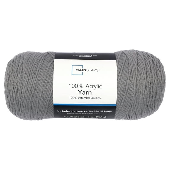 Mainstays Medium Acrylic Grey Yarn, 7 Oz 397 Yards