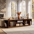 thumbnail image 6 of Doyolan 55" Fluted TV Stand with Power Outlet, Mid-Century Modern TV Console with 2 Sliding Tambour Doors, Wood Entertainment Center with Storage Shelves, USB & Type-C Charging Station, Walnut, 6 of 8