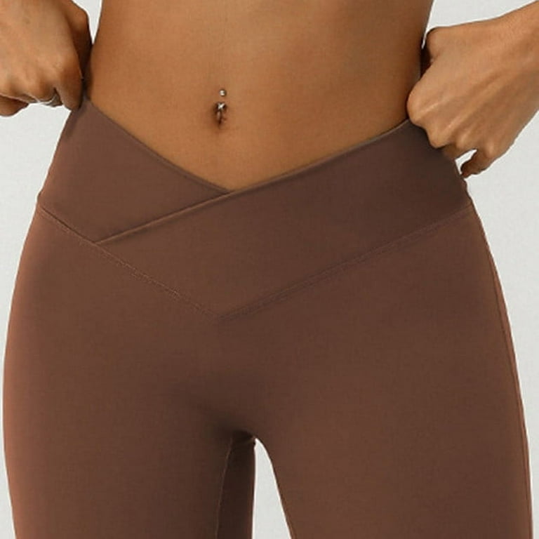Ovticza Flare Scrunch Leggings for Women V Cross Waist Bell