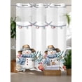 thumbnail image 2 of Christmas Winter Snowman Starfish No Hooks Shower Curtain with Snap in Fabric Liner Set, Ocean Conch Coral on White Shower Curtains Waterproof Bathroom Curtain with See Through Top Window, 60x72 Inch, 2 of 6