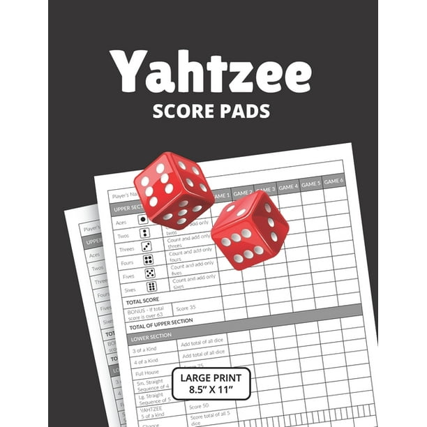 yahtzee score pads large print size 85 x 11 paperback walmart