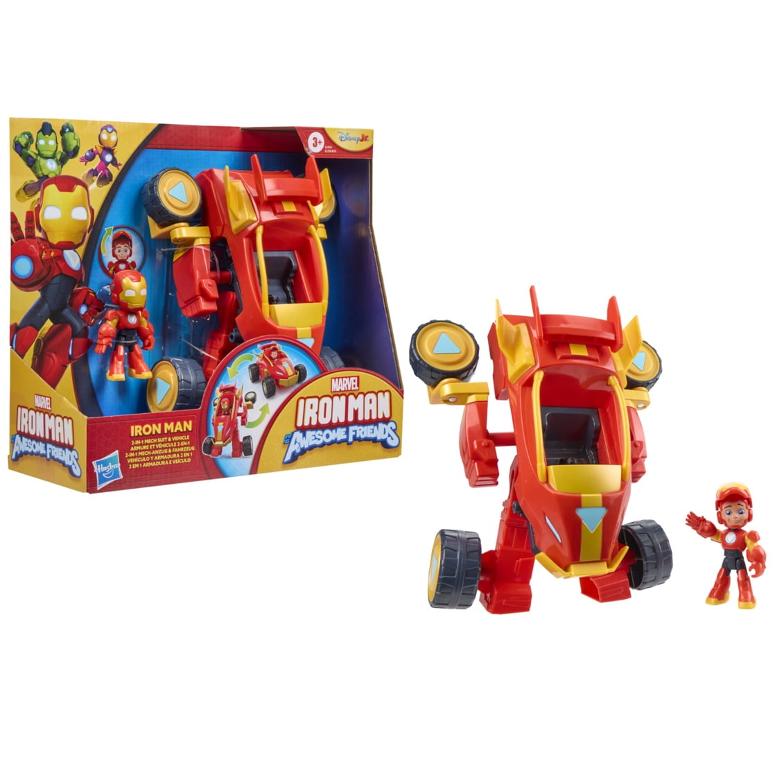 Marvel Iron Man and his Awesome Friends 2-In-1 Mech Suit & Vehicle Set for Kids Ages 3 and up