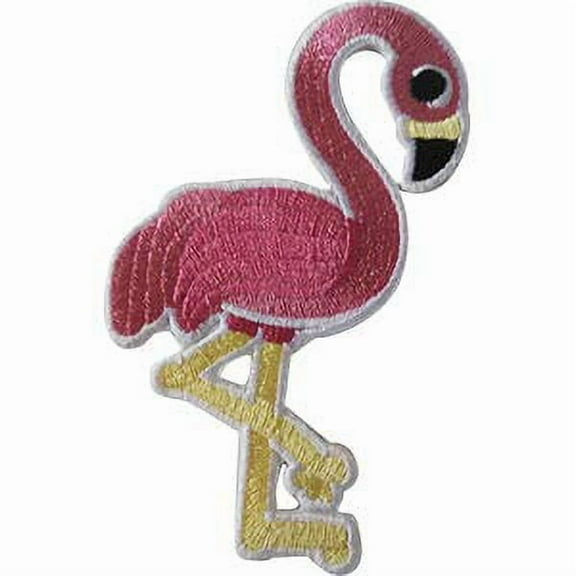 Birds Pink Flamingo - Sew Iron on, Embroidered Original Artwork - Patch - 2.5" X 3.8"