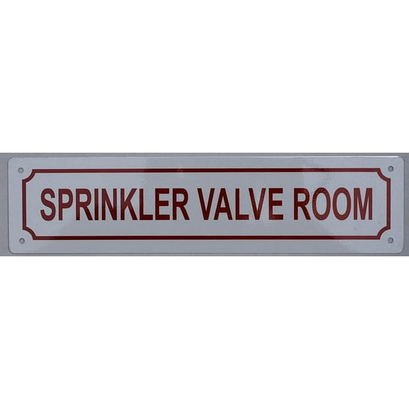 Sprinkler Valve Room Sign (Aluminium Reflective Signs, White 3x12)(ref-2022-4)