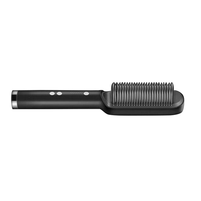 Guardurnaity Plancha de pelo, rizador de pelo con calefacción de 45 W, herramienta de cepillo para rizador de pelo portátil antiescaldado Cuidado del cabello Negro