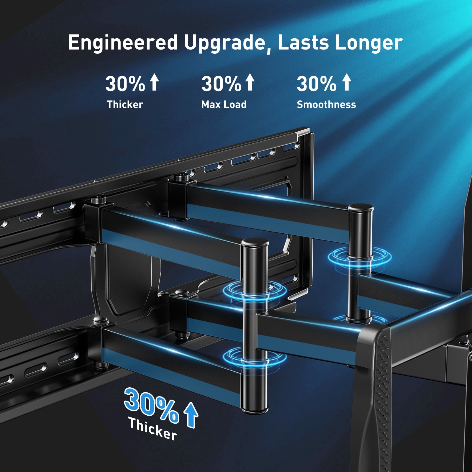 MountFTV Full Motion TV Mount for 42-97" TVs, Max 800x400mm, Holds up to 165 lbs, Fits 16″/18″/24″ Wood Studs, TV Wall Mount Bracket with Dual Articulating Arms, Swivel, Tilt Extension