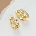 thumbnail image 3 of Eosunjian 1 Pair Women Huggie Earrings Rhinestone Smooth C-shaped Circle Polished Electroplated Ear Decoration Jewelry Prom Party Earrings Commute Short Ear Hooks Golden, 3 of 10