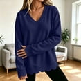 thumbnail image 3 of Diufon Scalloped Sweatshirt for Women Oversized Long Sleeve V Neck Thin Fleece Lined Sweatshirts Fall Winter Thermal Pullover, 3 of 8
