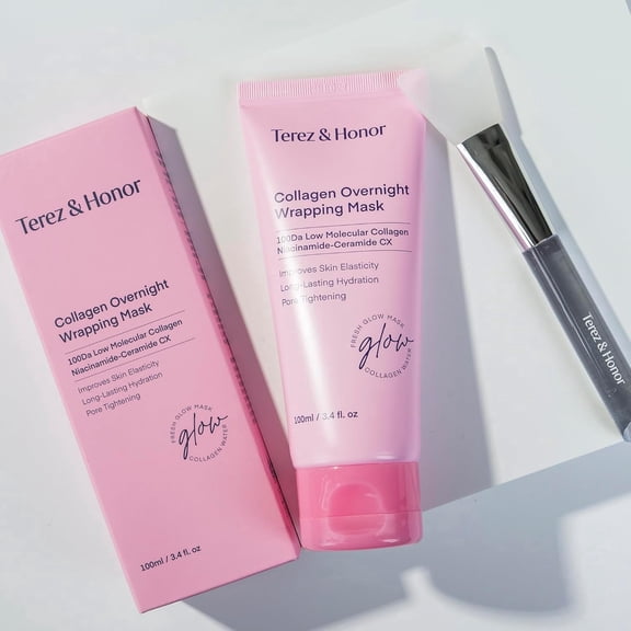 TEREZ & HONOR Collagen Night Wrapping Peel-Off Mask – Korean Hydrating & Firming Face Mask for Glow & Elasticity – 100Dalton Micro Collagen for Glass Skin – Dermatologist Tested, 3.4 FL OZ / 100 mL