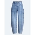 thumbnail image 5 of Free Assembly Women's Striped High Rise Cropped Barrel Jeans, 26" Inseam, Sizes 0-16, 5 of 5