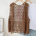 thumbnail image 5 of Skymirror Women Summer Vest Hollow Out Retro Knitted Crochet Sleeveless Loose Solid Color Open Stitch Thin Cardigan Daily Outwear Coat Top, 5 of 8