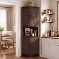 thumbnail image 6 of 64.8" Brown Tall Farmhouse Corner Storage Cabinet, Freestanding Triangle Pantry with Adjustable Shelves for Bathroom, Kitchen & Living Room, 6 of 7
