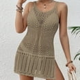 thumbnail image 5 of ASFGIMUJ Women Short Round Neck Hollow See Through Thin Suspender Short Dress Beach Dress, 5 of 7