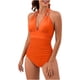 thumbnail image 1 of Traje de Baño con Correa de Bikini de Color Sólido Sexy para Mujeres, Traje de Baño Retro de Nylon con Almohadilla de Pecho para Piscina, Playa Y Verano, 1 of 6
