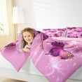 thumbnail image 3 of Manfei Chic Butterflies Full Size Comforter Sets,Cartoon Butterflirs Bedding Comforter Set,Pink Black Bedding Sets For Kids,Luxury Bedroom Decor Reversible,3pcs, 3 of 7