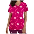 thumbnail image 2 of LSLJS Blouse à Manches Courtes Col en V pour Femmes, Uniforme de Travail, Impression Joyeuse Saint-Valentin avec Poche, Blouses Médicales pour Femmes, 2 of 5