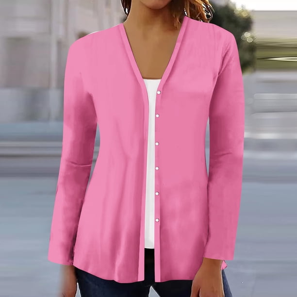 Puntoco Blusa Cárdigan De Color Cómodo Informal De Manga Larga para Mujer Puntoco Puntoco-1