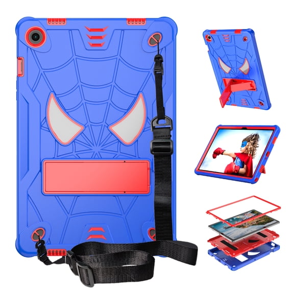 Dteck for Samsung Galaxy Tab A9 Plus Case 11" 2023,Heavy Duty Shockproof Protective Case with Shoulder Strap,Built-in Kickstand Sturdy Rugged Galaxy A9 Plus Tablet Case SM-X210/X216/X218,Blue Red