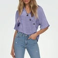 thumbnail image 1 of LIUJUNSHOP Cotton Linen Shirts for Women Loose Fit V Neck Button Comfortable Tops Trendy Blouses Casual, 1 of 4