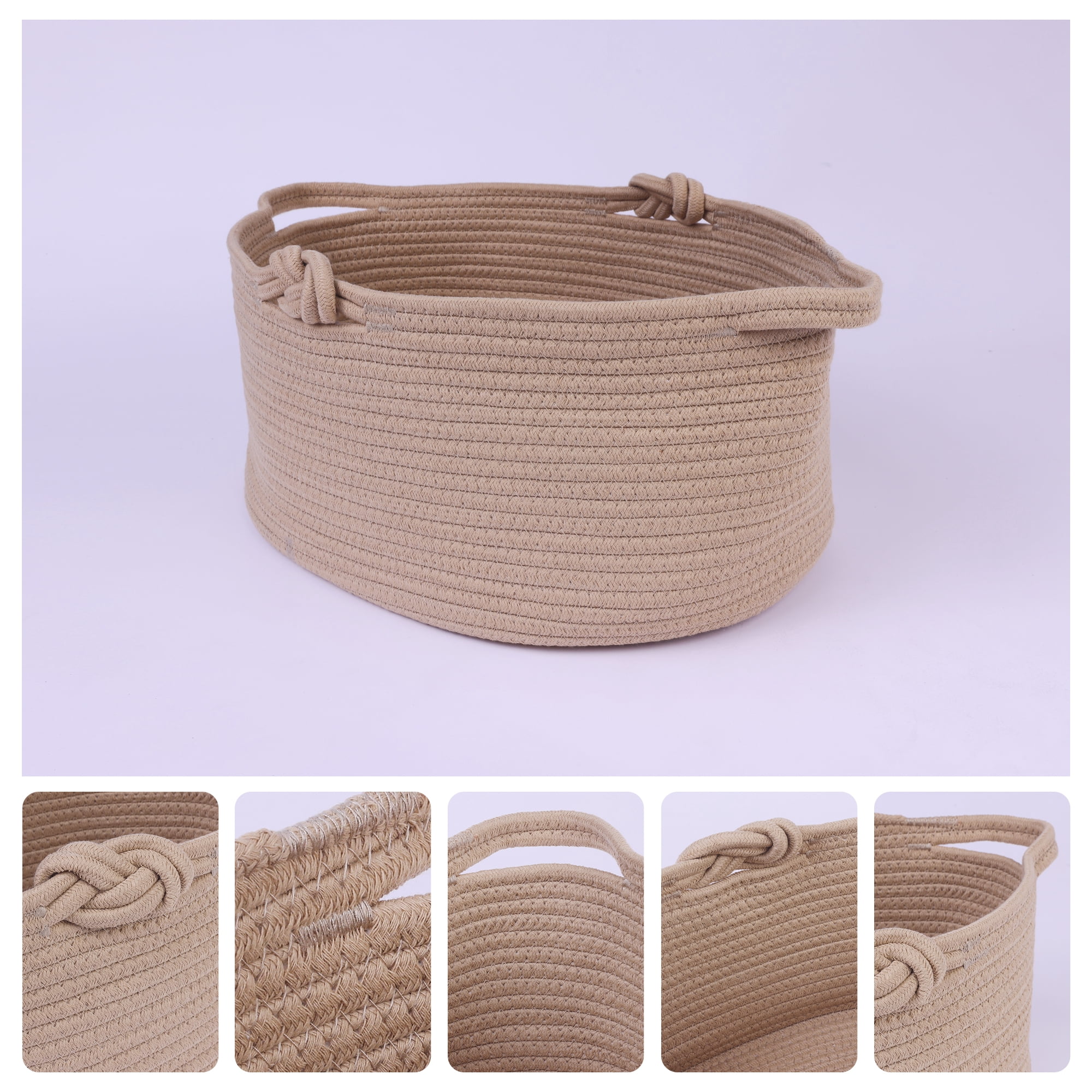Unique Bargains 1 Pack Woven Storage Basket Bin with Handle for Clothes, Shoes Brown S