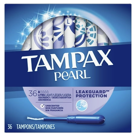 - TAMPAX Pearl, Light, Plastic Tampons, Unscented, 36 Count
