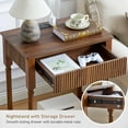thumbnail image 3 of 23.6” Large End Table with Charging Station,Set of 2,Modern Farmhouse Side Table Sofa Tables with Fluted Drawer, Wood Bedside Table Night Stand for Bedroom Living Room Home Office,Walnut, 3 of 11