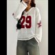 thumbnail image 4 of Suéter Tipo Jersey con Cuello en V y Blusas de Crochet Extragrandes para Mujer, Estilo Y2K Rojo y L, 4 of 10